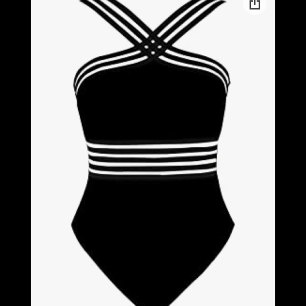 Hilor One Piece Swimwear Front Crossover Swimsuits Hollow Monokinis 14/16